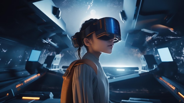 VR headset wearing girl