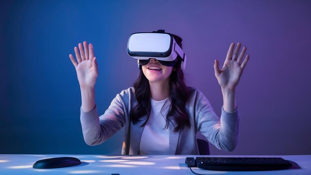 테이블에 VR 가상 현실 장비