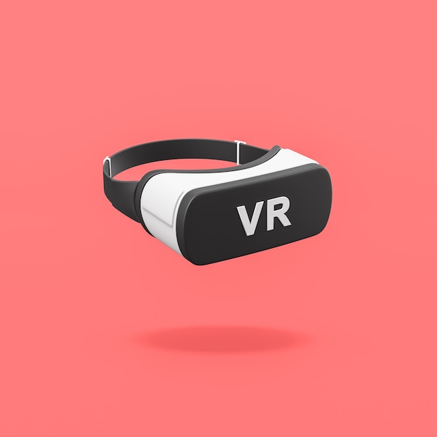 赤い背景のVRバーチャルリアリティヘッドセット