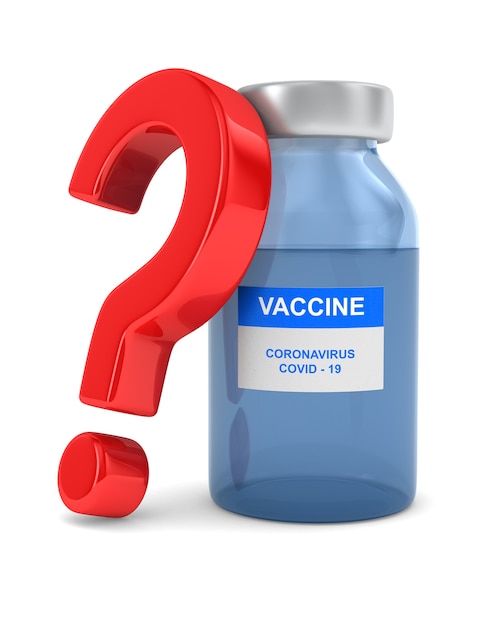 Vraag en vaccin van covid-19 op wit.
