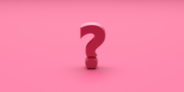 Vraagteken op roze achtergrond 3D-illustratie