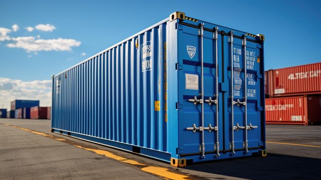 Vrachtcontainers op een blauwe lucht