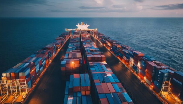 vrachtschip dat containers over de oceaan vervoert