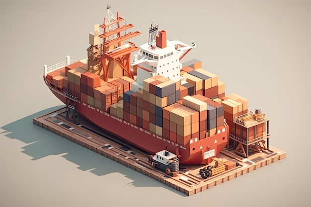 Vrachtschip op een houten pallet Generatieve AI