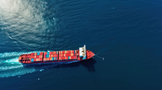 Vrachtschip op kalme oceaan