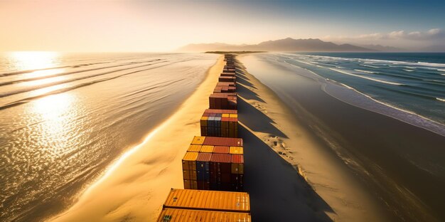 Vrachttanker op weg over de oceaan Export import van goederen Commerciële levering AI gegenereerd