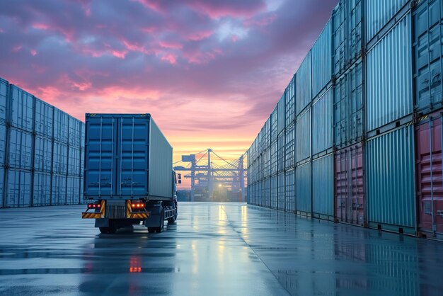 Vrachtwagens die containers vervoeren op het grondgebied van een haventerminal