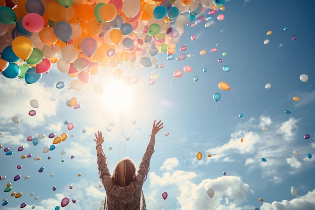 Foto vrede ballonnen vullen de lucht