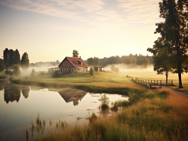 Foto vreedsame landschappen droomende landelijke landschappen natuur hoogwaardige foto gegenereerd door ai