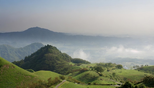 Foto vreedzaam landschap een view van de berg van sono en tress