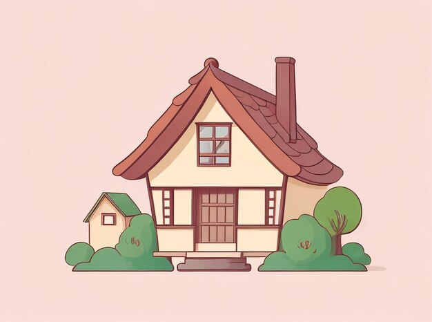 Vreemde charme Oud schattig huis geïsoleerde illustratie