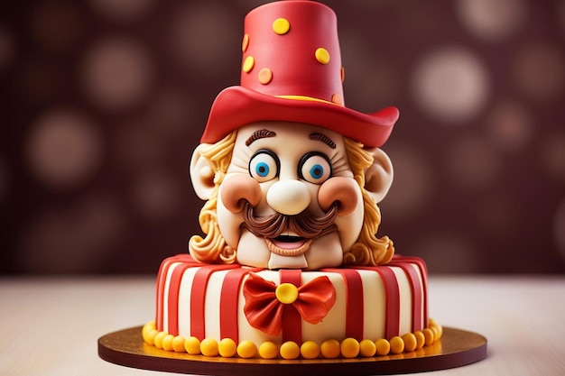 Vreemde circus clown cake met fondant clown decoraties