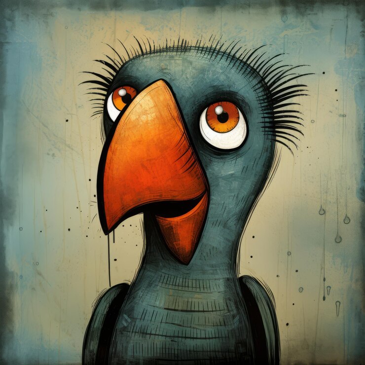 Foto vreemde uitdrukkingen een speelse karikatuur van een cartoon papegaai met een oog