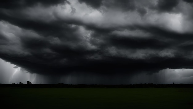 Vreselijke bewolkte hemel Grijze regenachtige wolken Een stormwaarschuwing