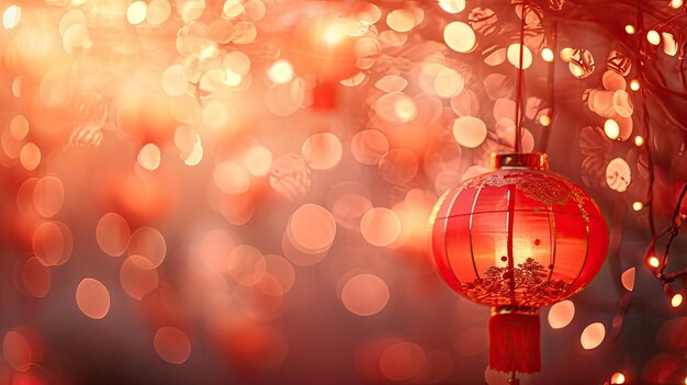Foto vreugdevol chinees nieuwjaar mooie chinese lantaarns achtergrond
