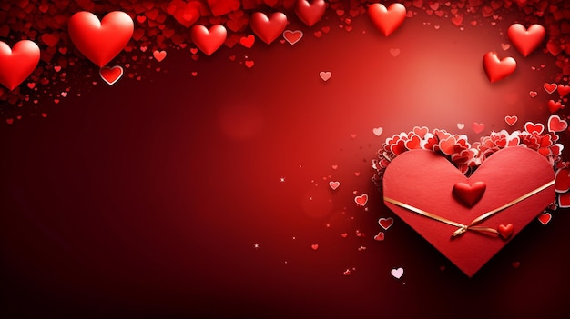 Vreugdevol jong koppel viert Valentijnsdag man en vrouw met hart in handen selectieve focus Generatieve AI
