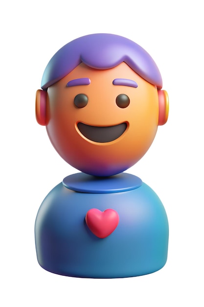 Vreugdevolle 3D cartoon avatar met hart
