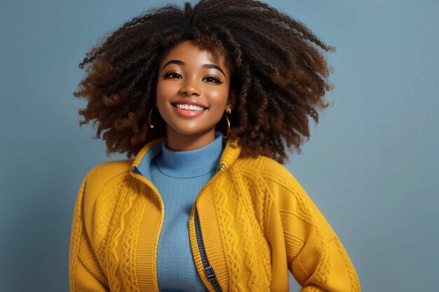 Foto vreugdevolle afro-vrouw.