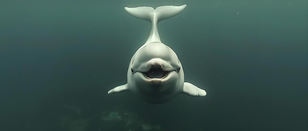 Vreugdevolle Beluga in Oceanic Serenity Concept Onderwaterfotografie Zeeleven Beluga Walvissen Oceaan Habitat Rustige Scènes