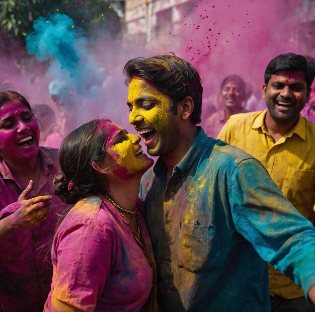 Foto vreugdevolle holi-viering