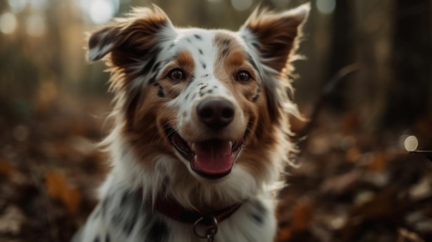 Vreugdevolle hond metgezel Brede opname van een gelukkige hond