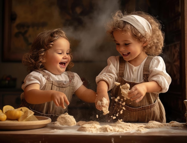 Vreugdevolle kinderen bereiden eten voor