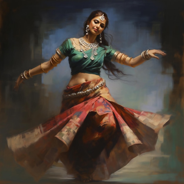 Vreugdevolle traditionele dans de stralende glimlach van een jonge Indiase vrouw