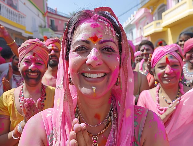 Vreugdevolle viering Boeiende momenten van gelach en kleur op het Holi-feest