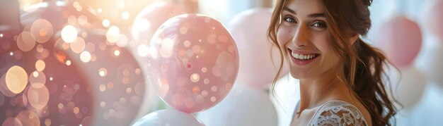 Foto vreugdevolle viering verwachtende moeder op baby shower hoogresolutie beeld vastleggen van de stralende gl