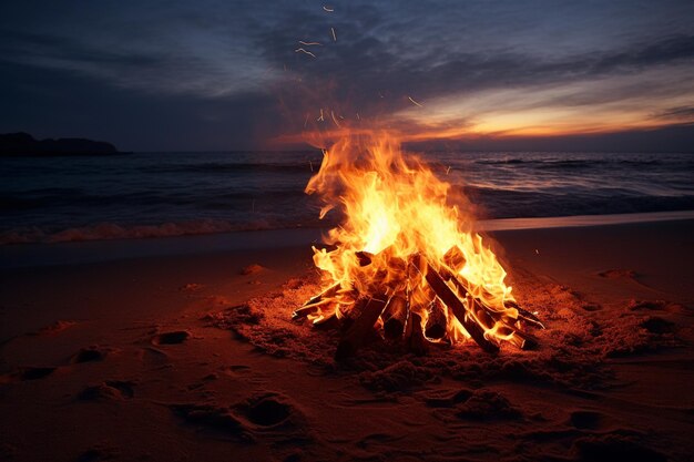 vreugdevuur op het strand