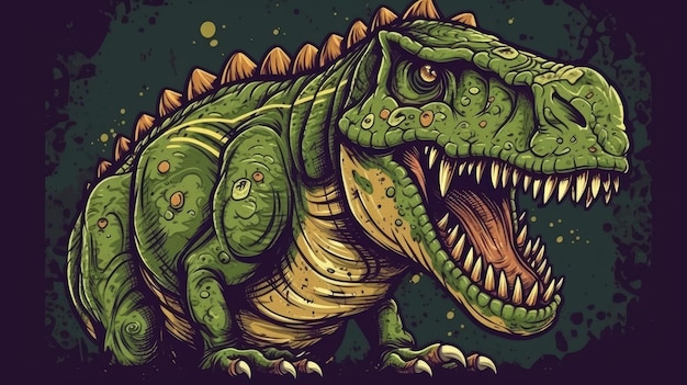 Vriendelijk groen Tyrannosaurus Rex stripfiguur