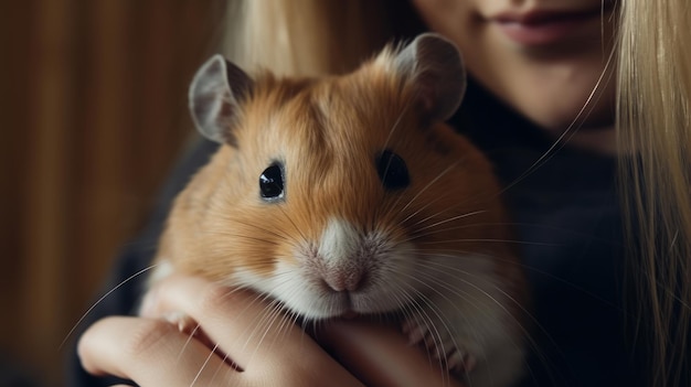 Vriendelijke en aanhankelijke hamster-AI gegenereerd