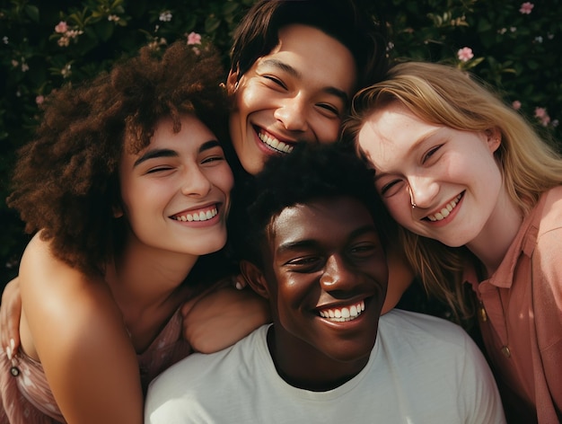 Vrienden knuffelen BFF multiraciale vriendschap