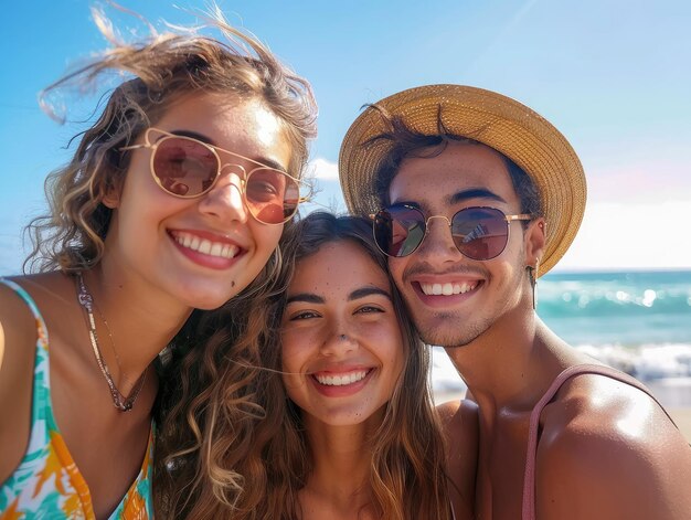 Vrienden op het strand, een gelukkig moment.