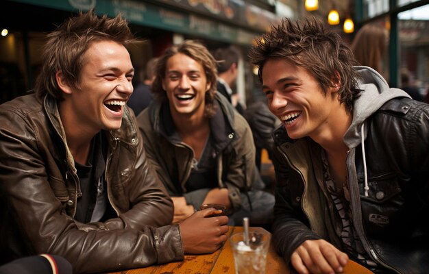 Foto vrienden praten en lachen tijd doorbrengen met vrienden