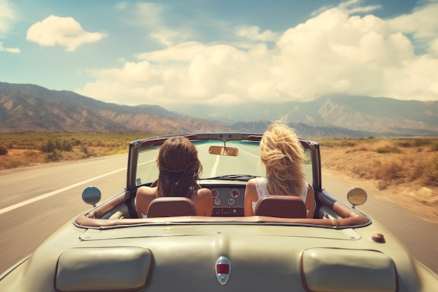 Vrienden road trip Vakantie persoon plezier Genereer Ai