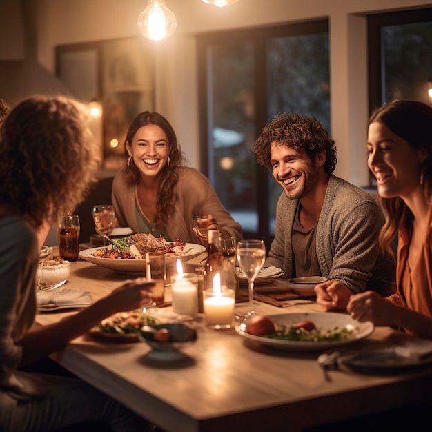 Vrienden verzamelen het dagelijkse leven samen eten en drinken