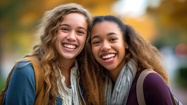 Foto vriendschap tijdens de studie leven op de campus ai generative