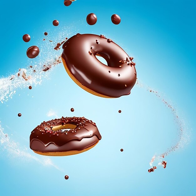 Vrij vliegende heerlijke klassieke donuts zoet fastfood