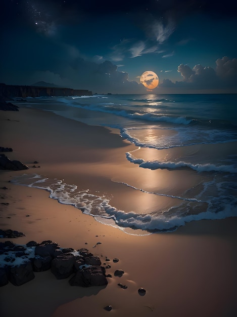 Foto vrije foto nacht strand maanlicht