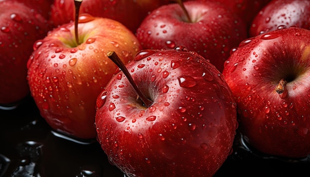 vrije foto van verse rode appels bedekt met waterdruppels appels achtergrondkleur