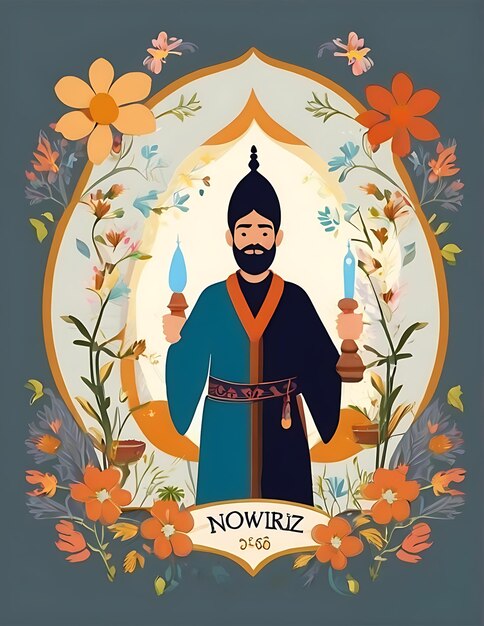 Foto vrije platte vector nowruz illustratie