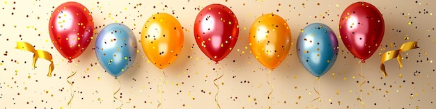 vrije ruimte in de linkerhoek voor titelbanner met een kleurrijke ballonnen