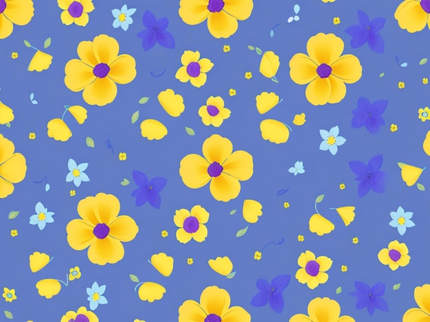 Vrije vector blauw paars en geel bloemenpatroon