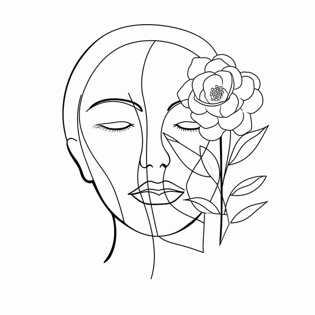 Foto vrije vector met de hand getekende vrouw met bloemen illustratie