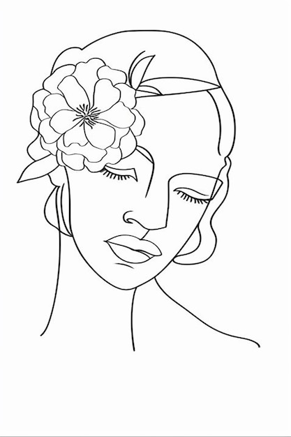 Vrije vector met de hand getekende vrouw met bloemen illustratie