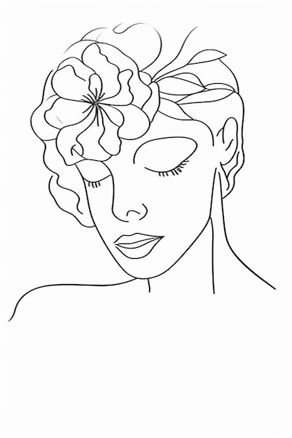 Vrije vector met de hand getekende vrouw met bloemen illustratie