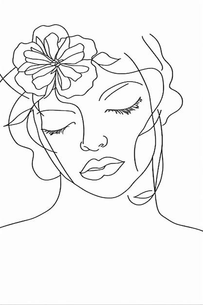 Vrije vector met de hand getekende vrouw met bloemen illustratie