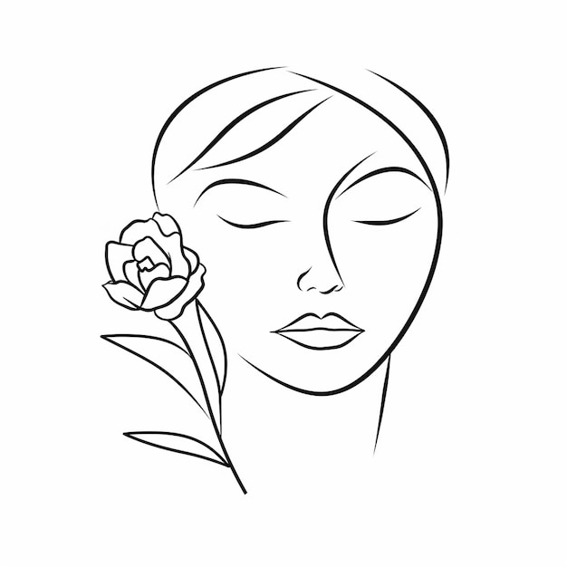 Vrije vector met de hand getekende vrouw met bloemen illustratie
