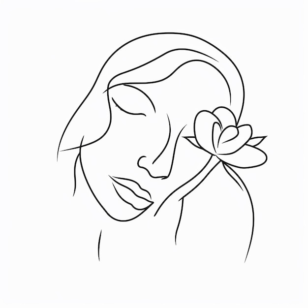 Vrije vector met de hand getekende vrouw met bloemen illustratie
